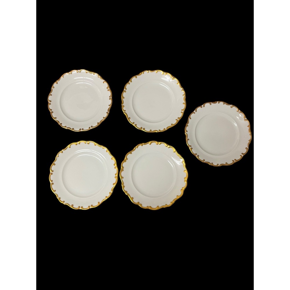 Schumann Arzberg Bavaria White Elegance Gold Monogram M Bread Plates Set of 5